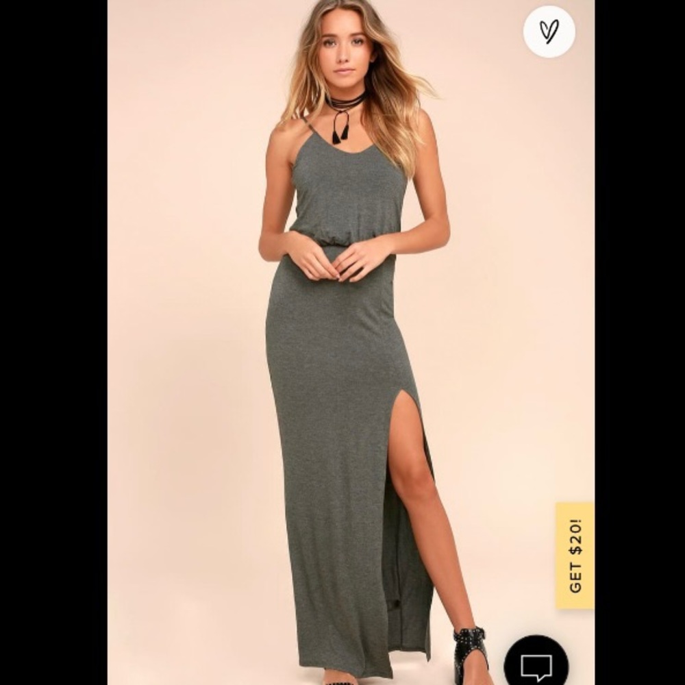 Lulus : Watch the Sunset grey maxi dress, size X Small